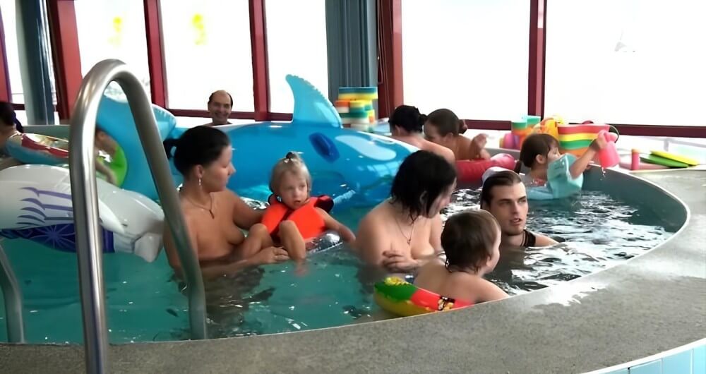 Indoor Swim Exercise - Striving for tolerance and respect is the code of conduct among nudists