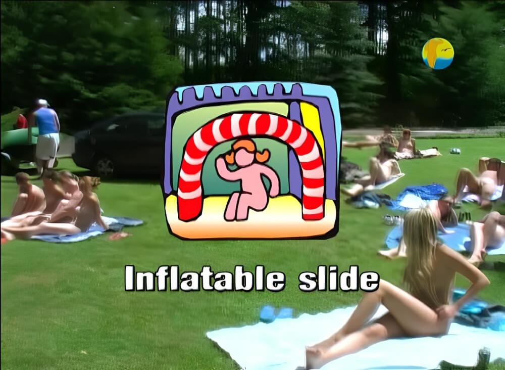 Naturist: Freedom: Inflatable Slide - Mutual respect as an important part of the naturist community