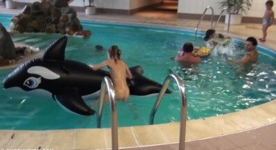 Indoor dolphin ride Full HD - Living with joy and ease is part of the naturist lifestyle